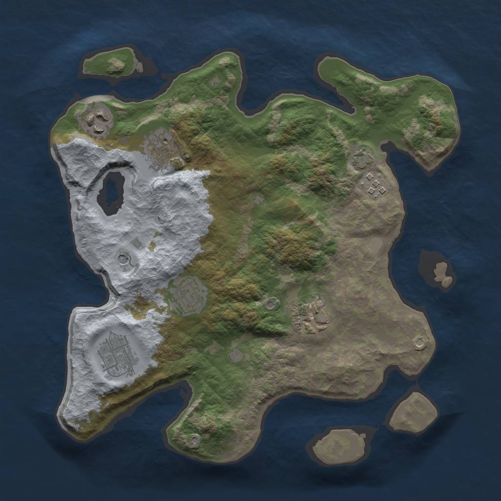 Rust Map: Barren, Size: 3000, Seed: 1303646732, 10 Monuments