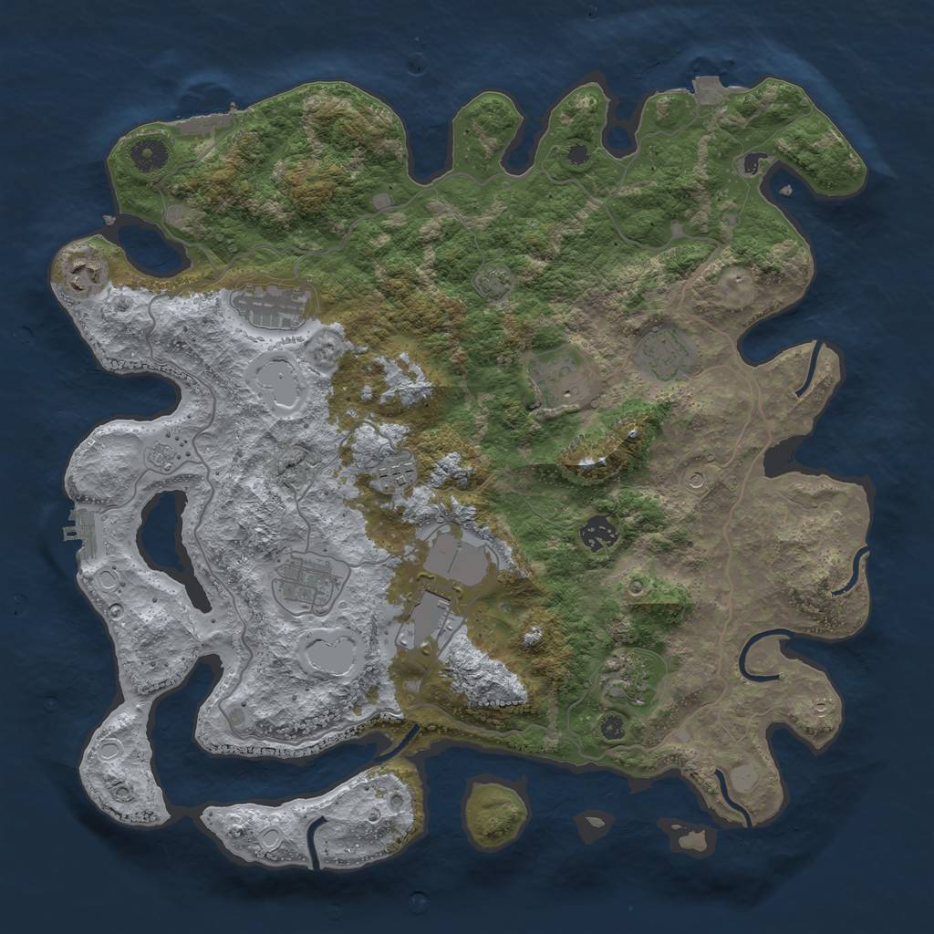 Rust Map: Procedural Map, Size: 4000, Seed: 521658802, 17 Monuments