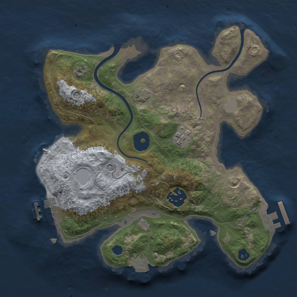 Rust Map: Procedural Map, Size: 2500, Seed: 980489382, 7 Monuments