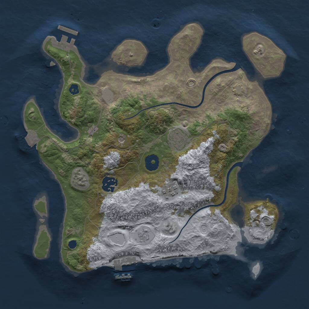 Rust Map: Procedural Map, Size: 3000, Seed: 52131, 9 Monuments