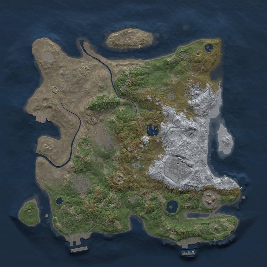 Rust Map: Procedural Map, Size: 3250, Seed: 361102, 11 Monuments