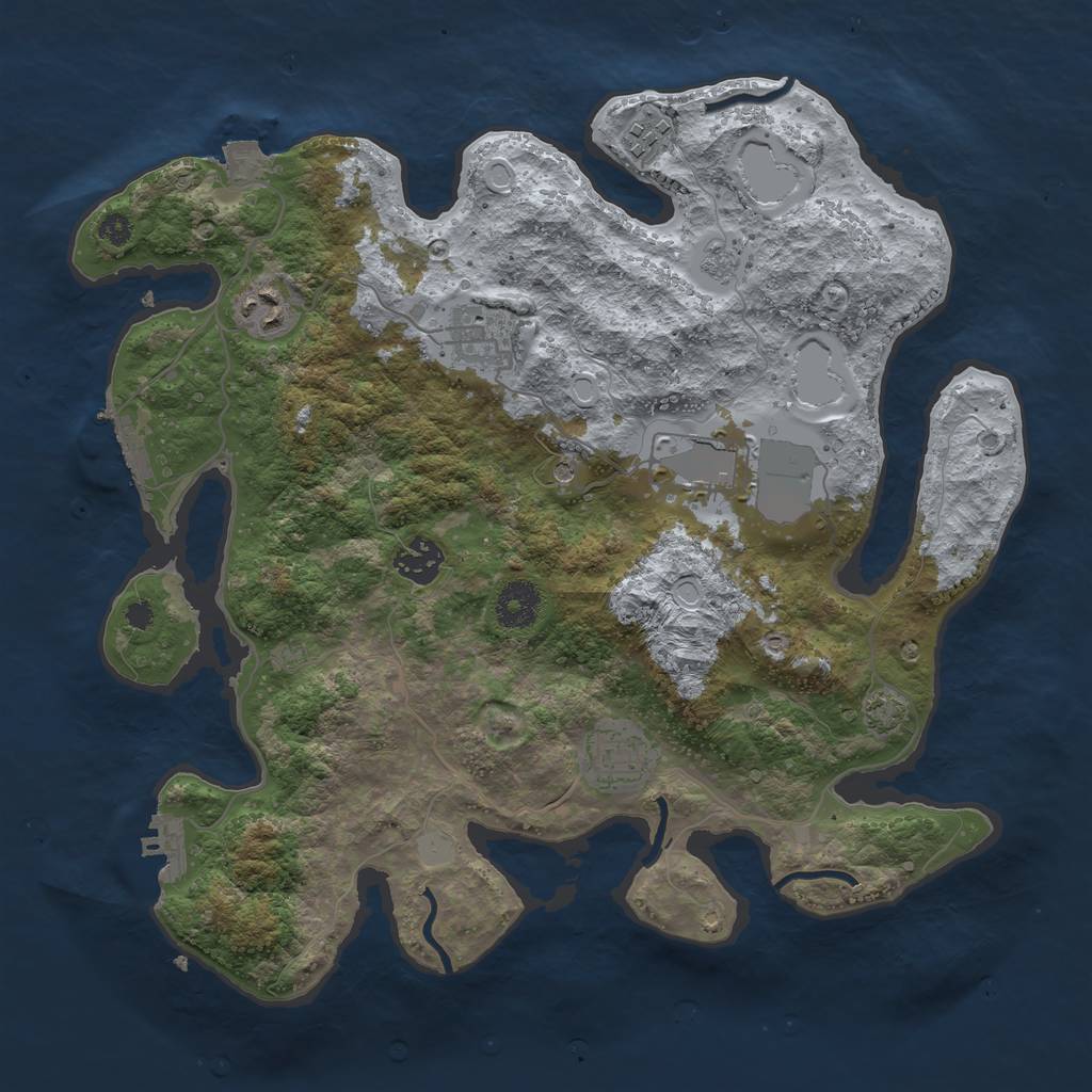 Rust Map: Procedural Map, Size: 3500, Seed: 1112439417, 14 Monuments