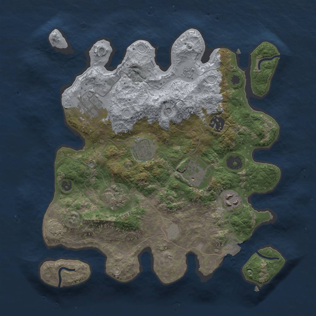 Rust Map: Procedural Map, Size: 3100, Seed: 3858, 12 Monuments