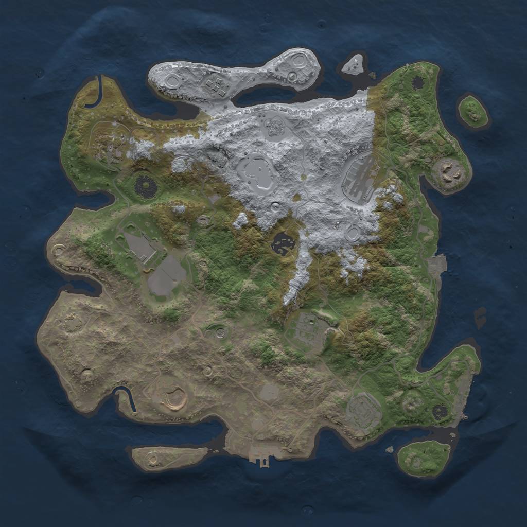Rust Map: Procedural Map, Size: 3500, Seed: 83732444, 17 Monuments