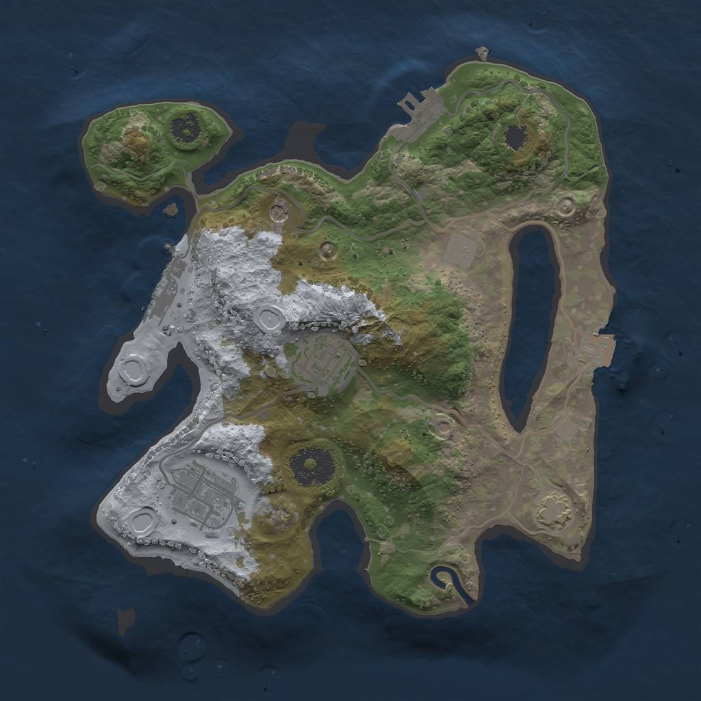 Rust Map: Procedural Map, Size: 2500, Seed: 1508338821, 9 Monuments