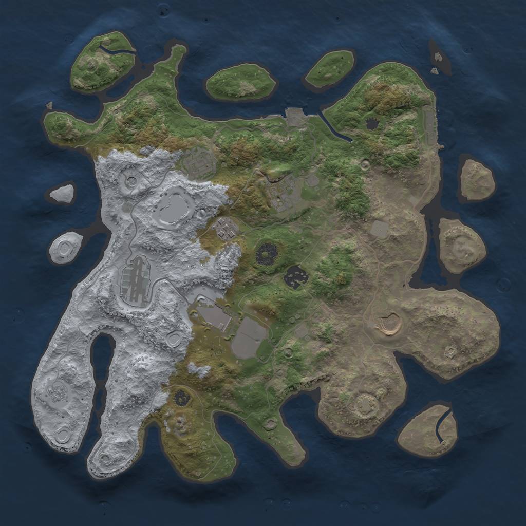 Rust Map: Procedural Map, Size: 3500, Seed: 648679220, 14 Monuments
