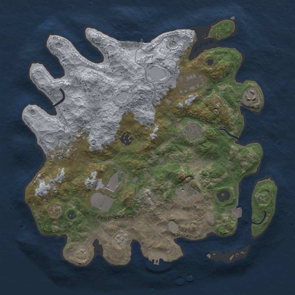 Rust Map: Procedural Map, Size: 3500, Seed: 938279606, 16 Monuments