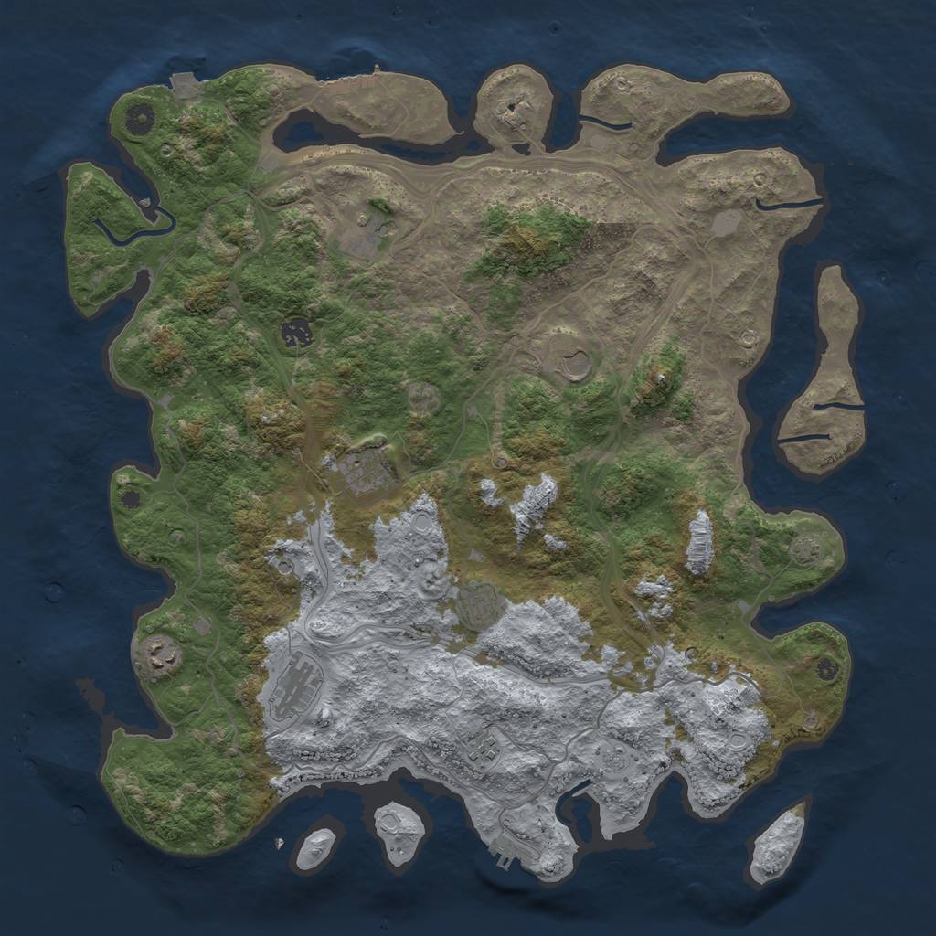 Rust Map: Procedural Map, Size: 4500, Seed: 54251, 16 Monuments