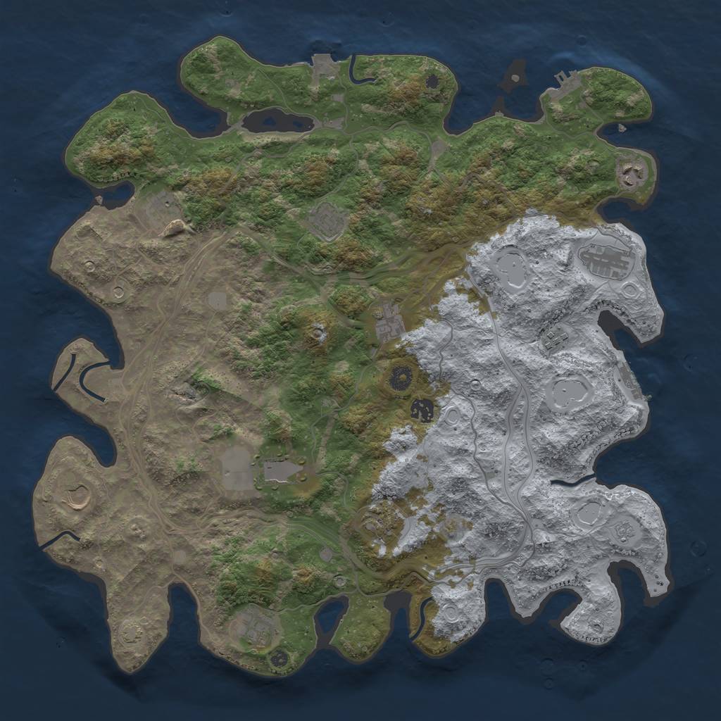 Rust Map: Procedural Map, Size: 4400, Seed: 57138264, 19 Monuments