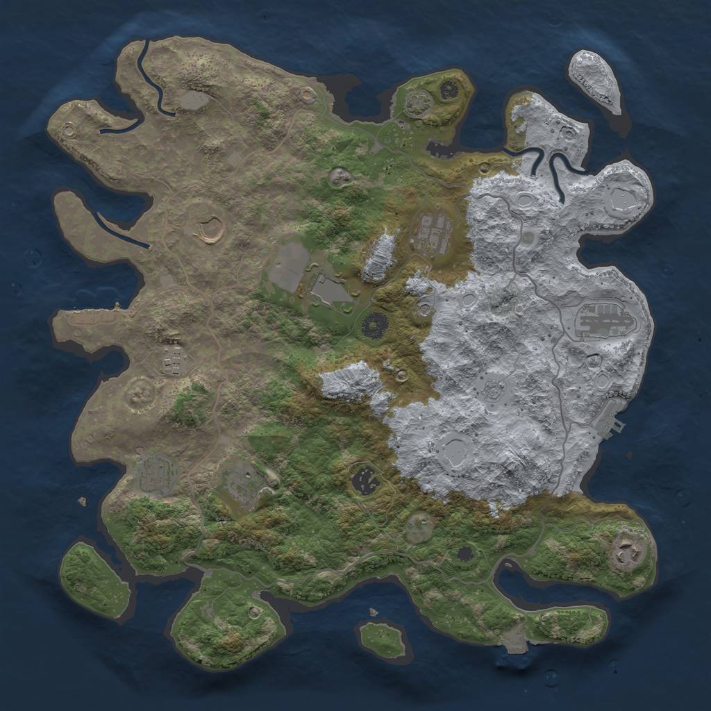 Rust Map: Procedural Map, Size: 4000, Seed: 243213232, 17 Monuments