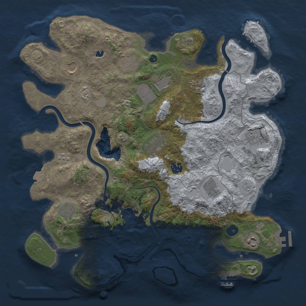 Rust Map: Procedural Map, Size: 4000, Seed: 243213232, 17 Monuments