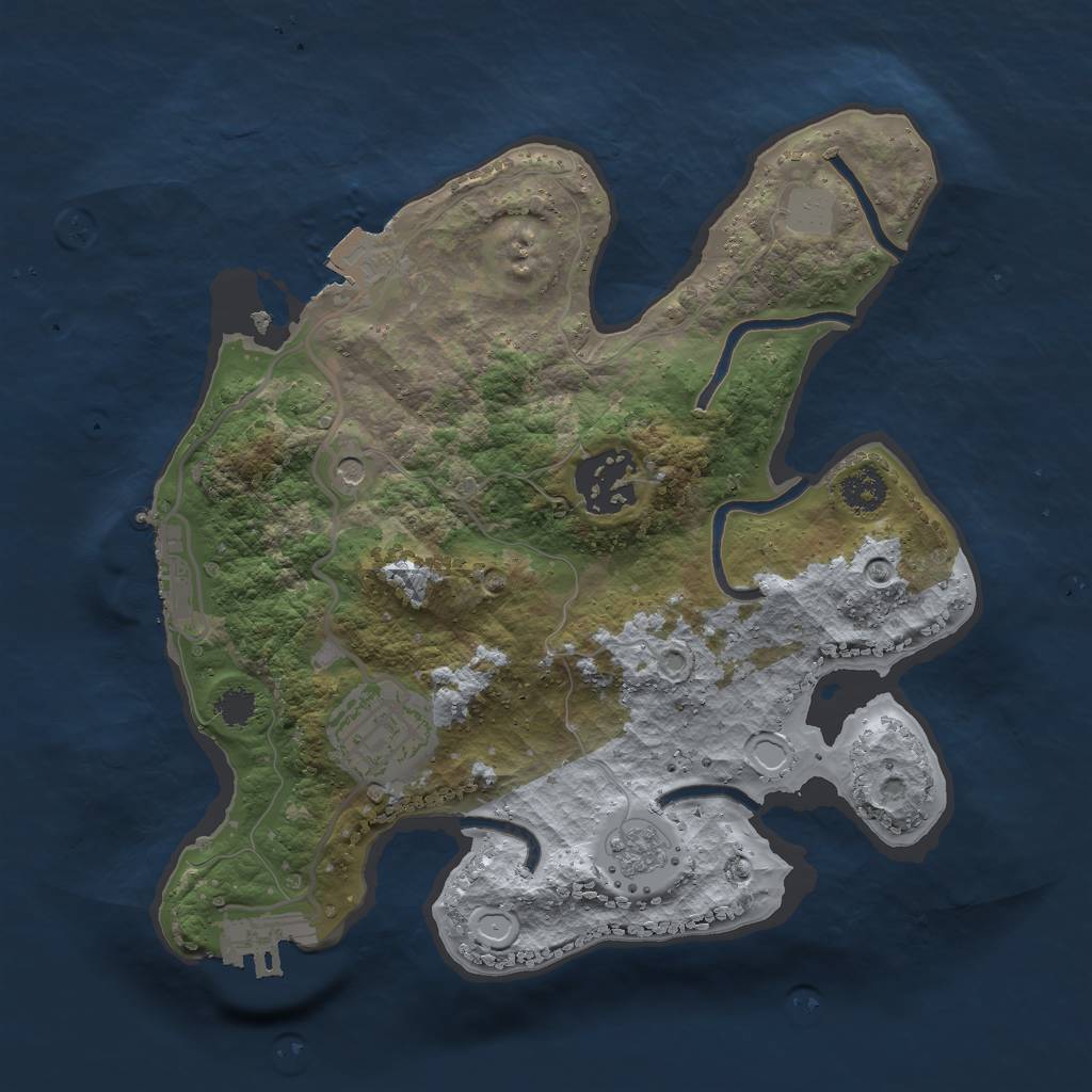 Rust Map: Procedural Map, Size: 2500, Seed: 827641392, 9 Monuments