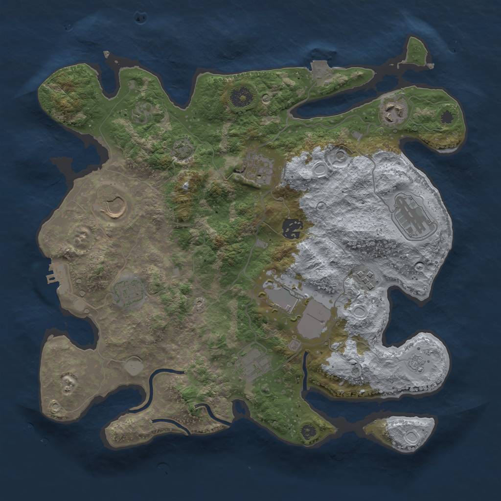 Rust Map: Procedural Map, Size: 3500, Seed: 4900, 16 Monuments