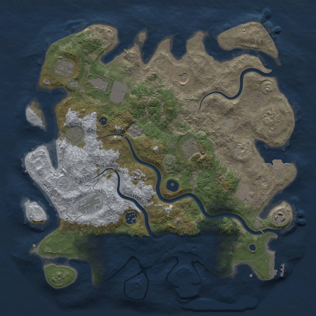 Rust Map: Procedural Map, Size: 3950, Seed: 19093249, 17 Monuments