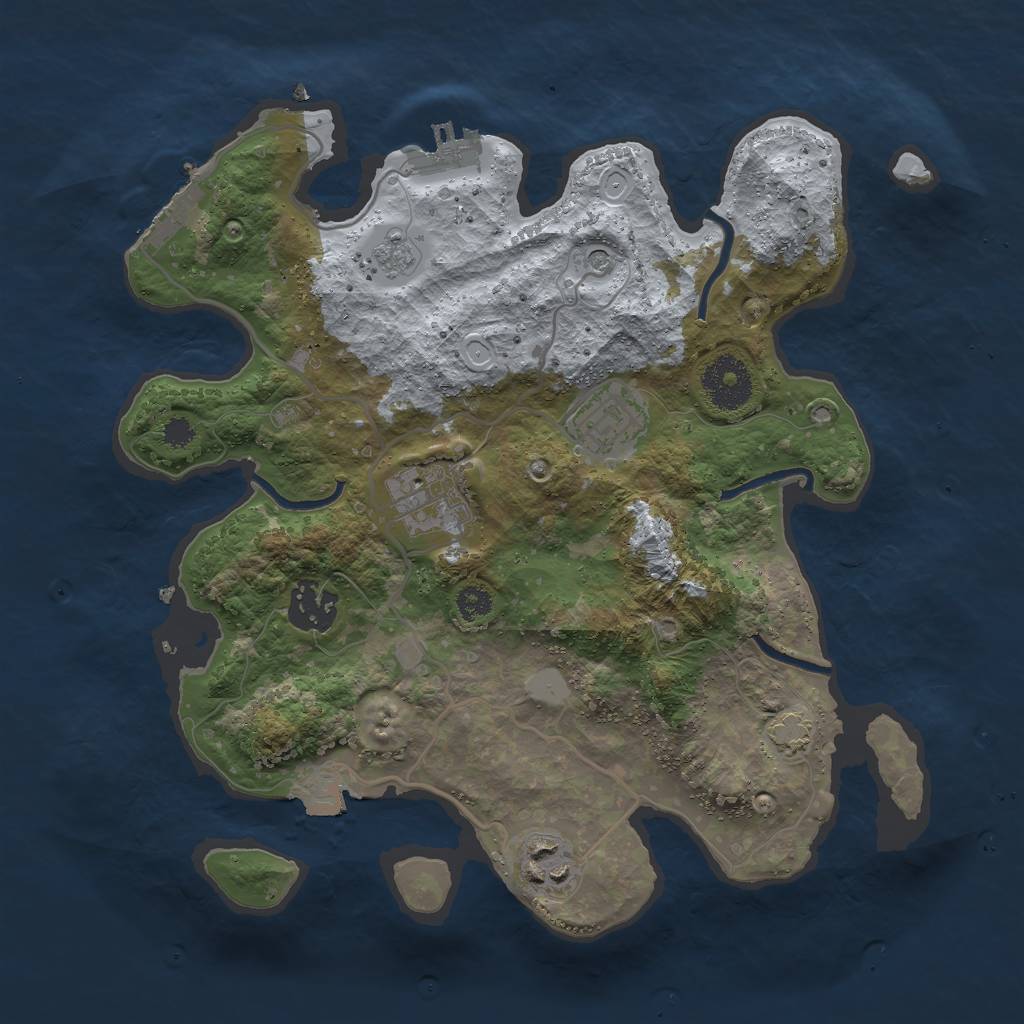 Rust Map: Procedural Map, Size: 3000, Seed: 113345, 12 Monuments