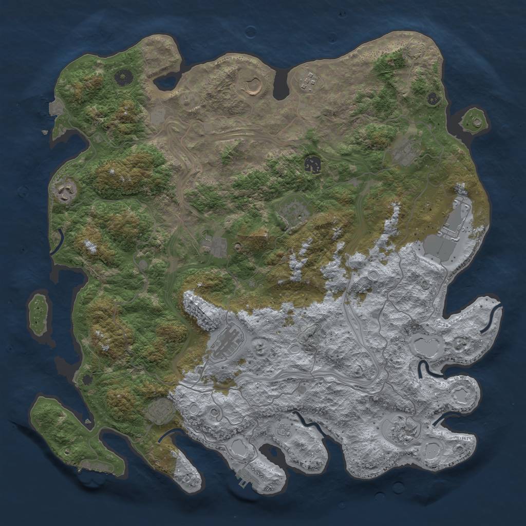 Rust Map: Procedural Map, Size: 4500, Seed: 1323123245, 19 Monuments