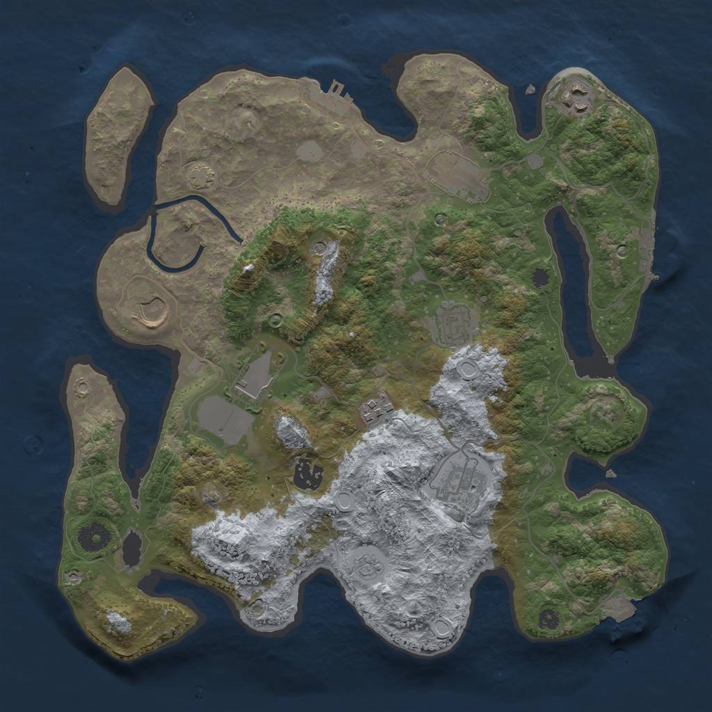 Rust Map: Procedural Map, Size: 3500, Seed: 1320326730, 16 Monuments