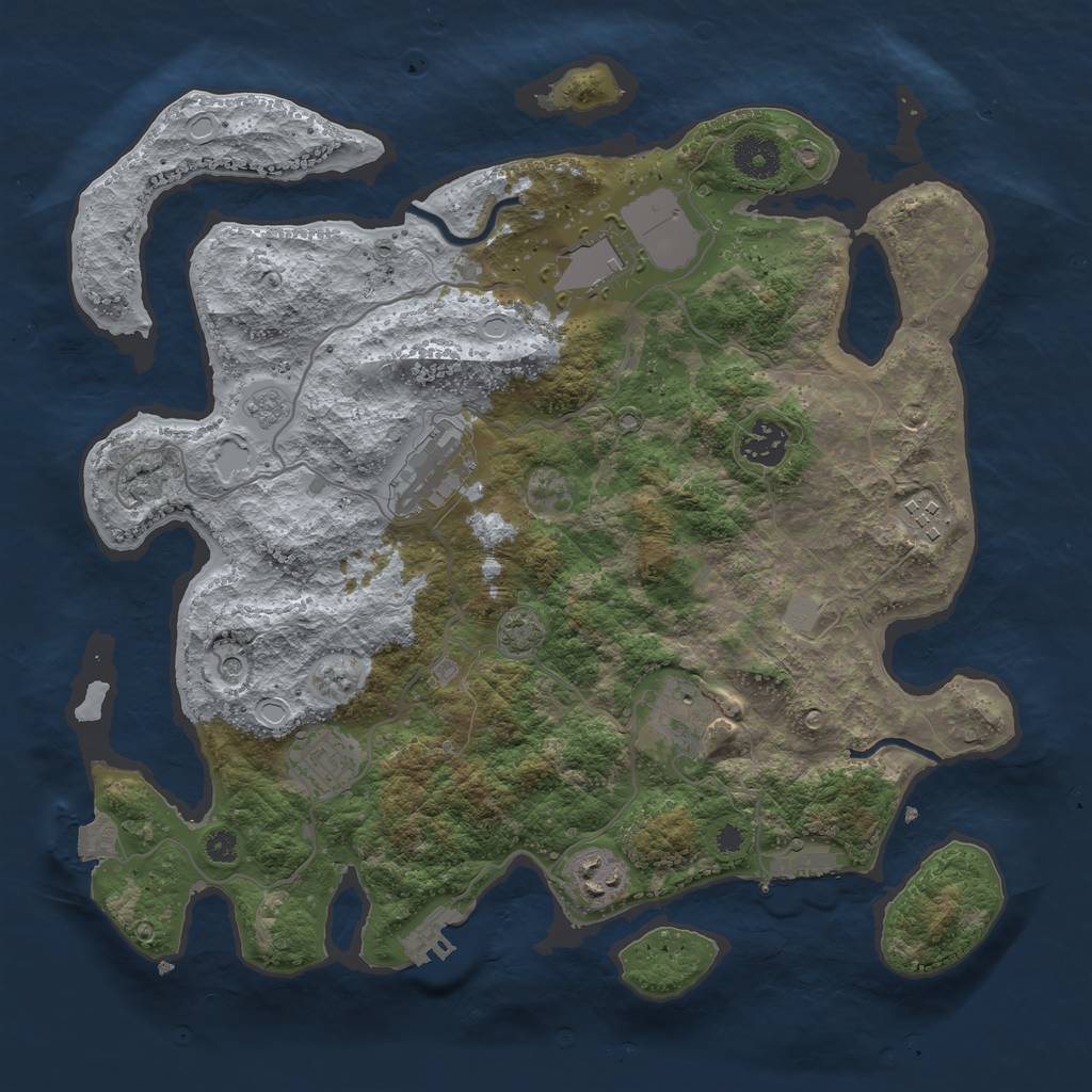 Rust Map: Procedural Map, Size: 3550, Seed: 28568363, 15 Monuments