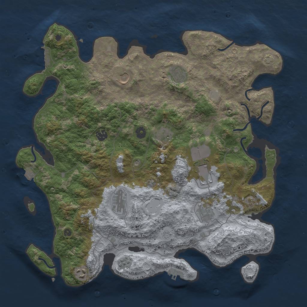 Rust Map: Procedural Map, Size: 4100, Seed: 30805437, 17 Monuments