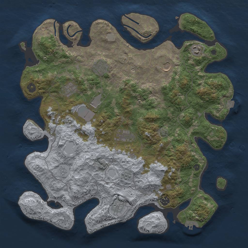 Rust Map: Procedural Map, Size: 4000, Seed: 233063587, 16 Monuments