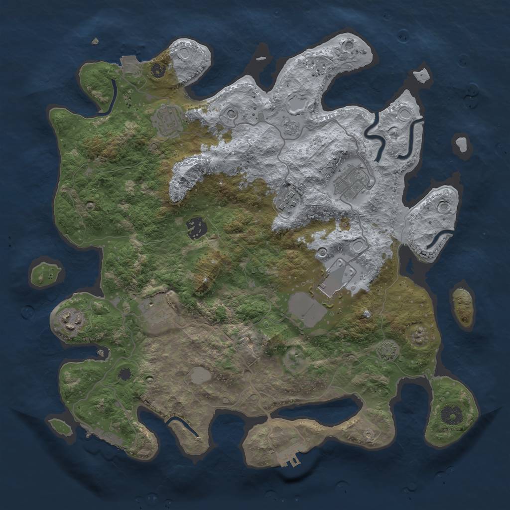 Rust Map: Procedural Map, Size: 3600, Seed: 81219505, 15 Monuments