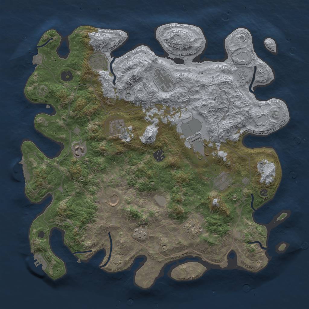 Rust Map: Procedural Map, Size: 4000, Seed: 9042023, 18 Monuments