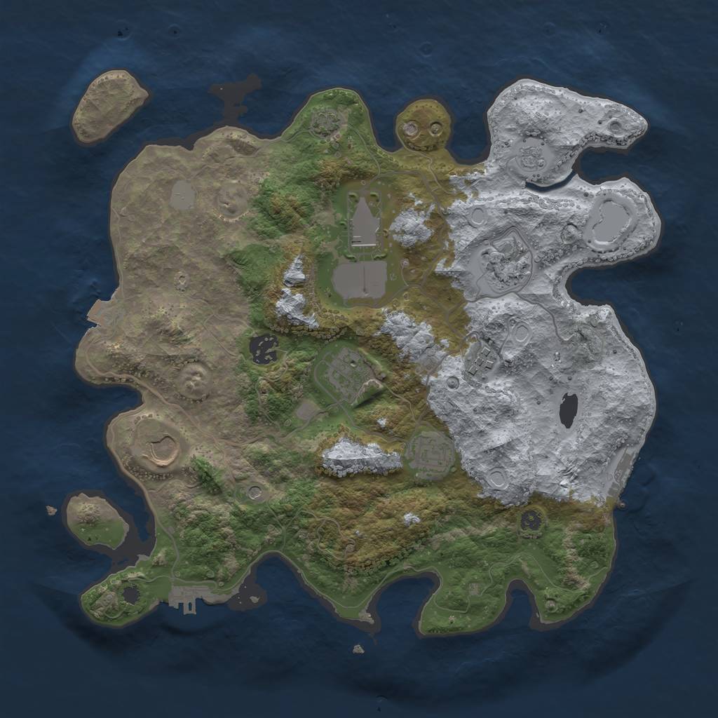 Rust Map: Procedural Map, Size: 3500, Seed: 369486615, 15 Monuments