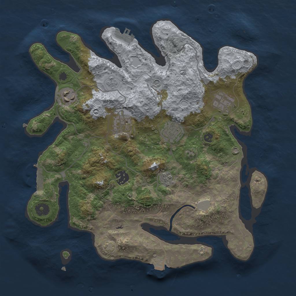 Rust Map: Procedural Map, Size: 3250, Seed: 617758097, 14 Monuments