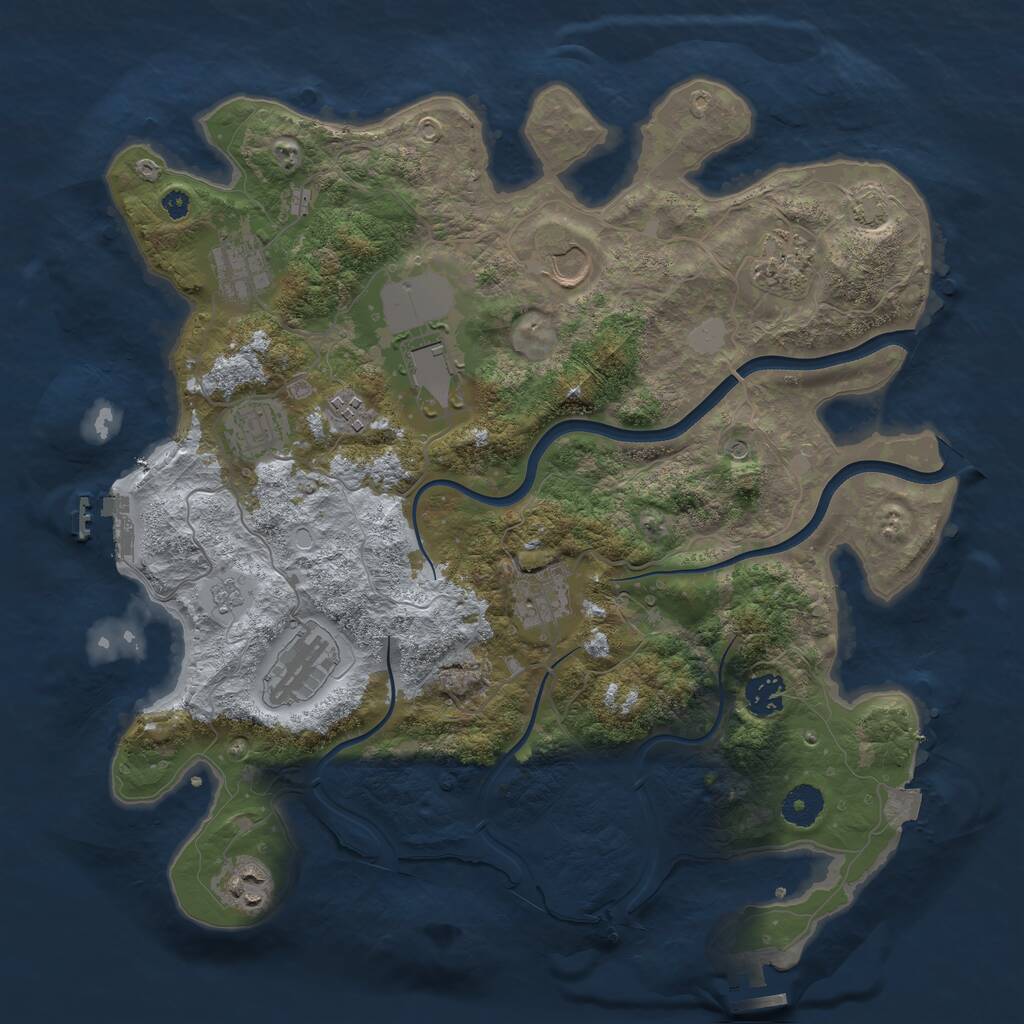 Rust Map: Procedural Map, Size: 3750, Seed: 1995683932, 16 Monuments