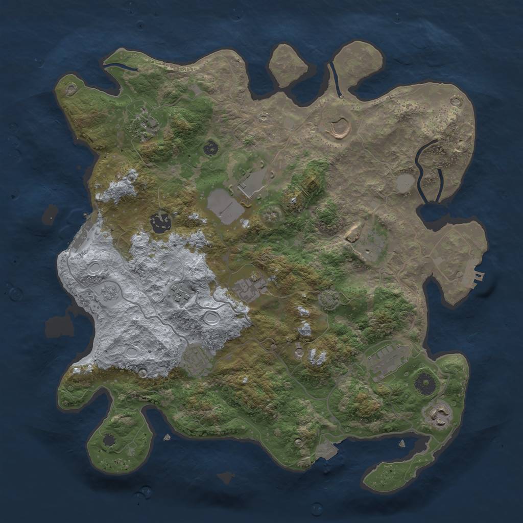 Rust Map: Procedural Map, Size: 3750, Seed: 1995683932, 18 Monuments