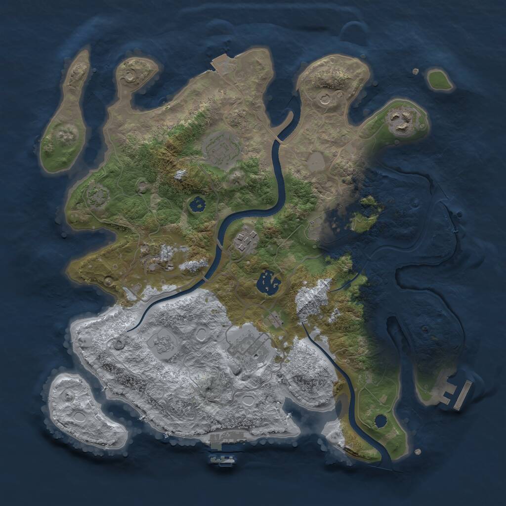 Rust Map: Procedural Map, Size: 3250, Seed: 153983817, 13 Monuments