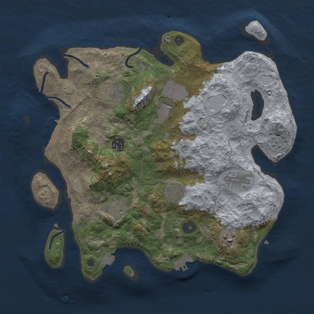 Rust Map: Procedural Map, Size: 3500, Seed: 1473943267, 16 Monuments