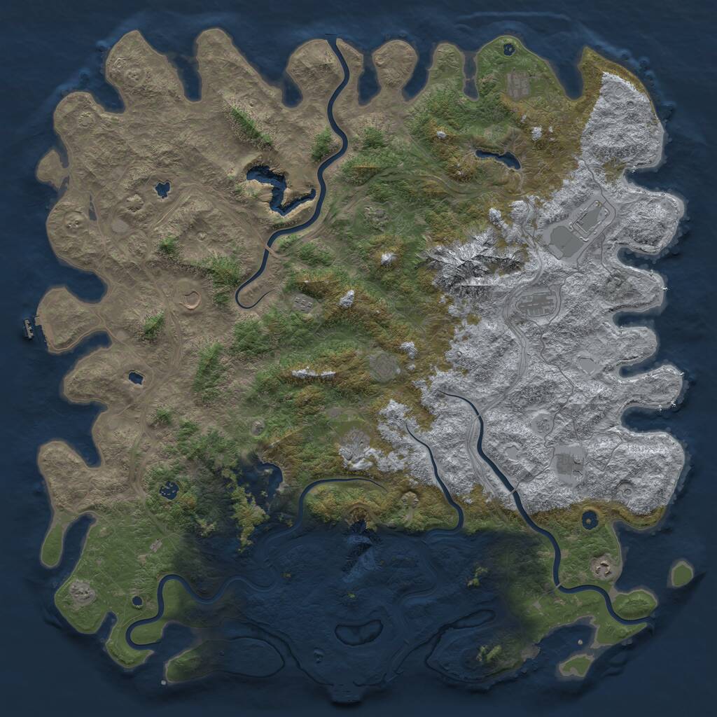 Rust Map: Procedural Map, Size: 6000, Seed: 286414529, 17 Monuments