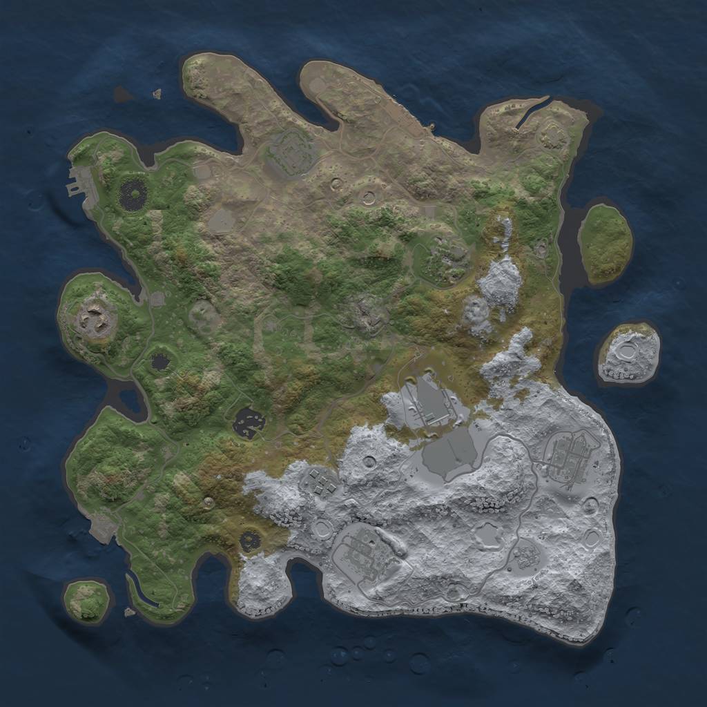 Rust Map: Procedural Map, Size: 3500, Seed: 629163495, 16 Monuments
