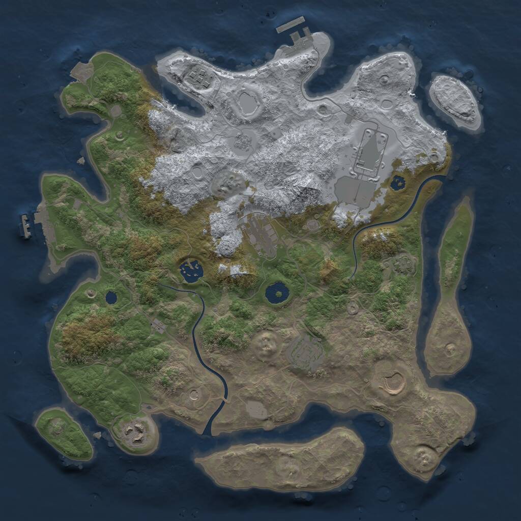 Rust Map: Procedural Map, Size: 3500, Seed: 126245497, 13 Monuments