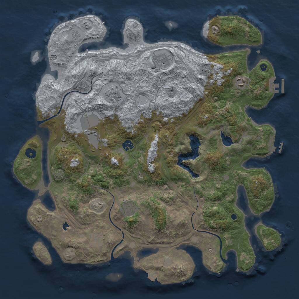Rust Map: Procedural Map, Size: 4250, Seed: 1831296767, 14 Monuments