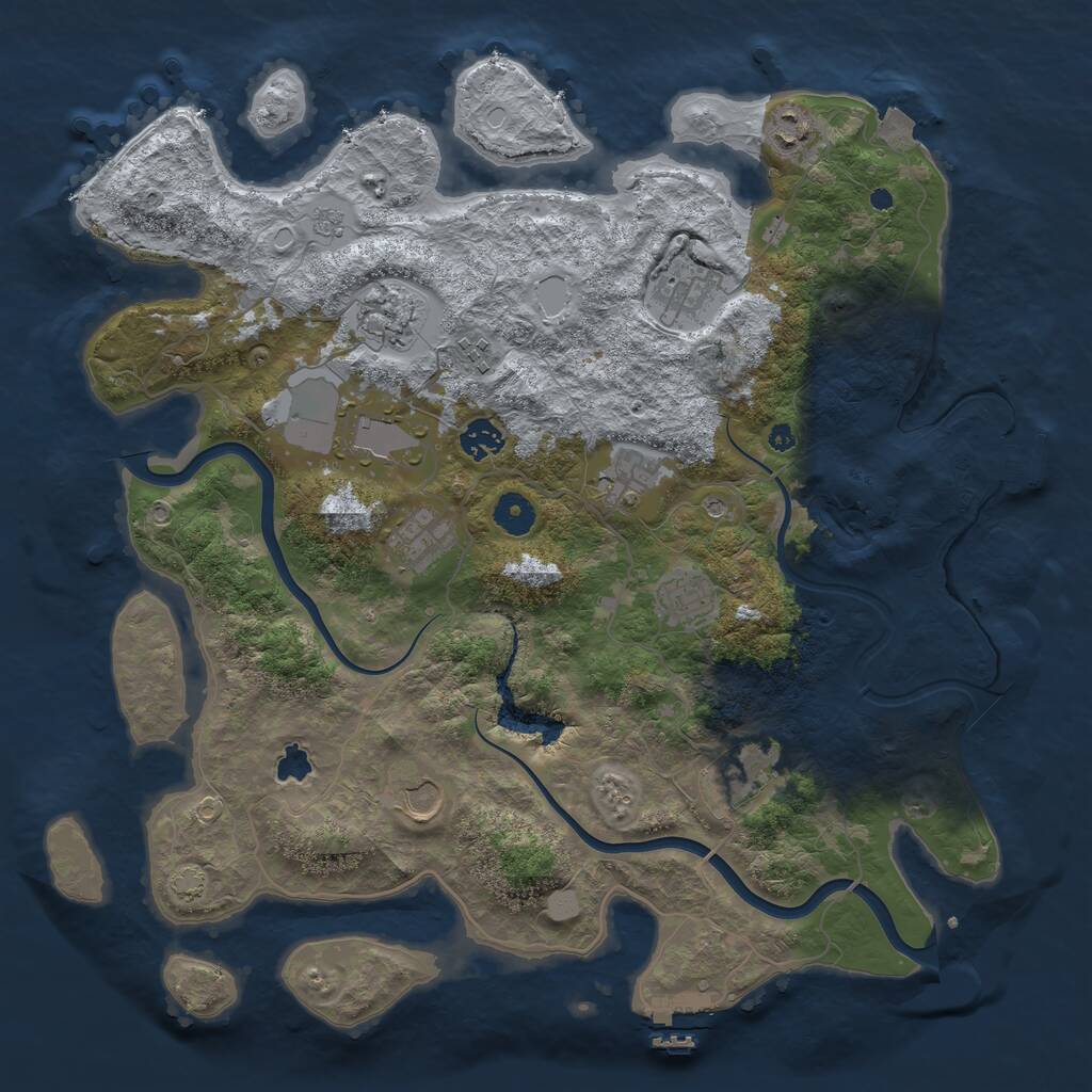 Rust Map: Procedural Map, Size: 4000, Seed: 1698220675, 17 Monuments