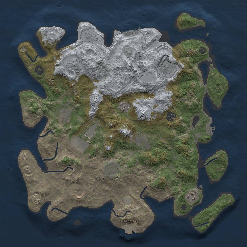 Rust Map: Procedural Map, Size: 3850, Seed: 141329741, 18 Monuments