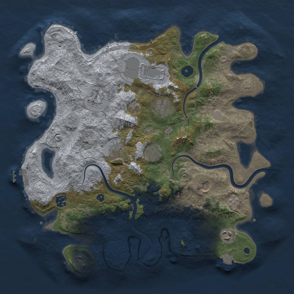 Rust Map: Procedural Map, Size: 3850, Seed: 649336987, 14 Monuments