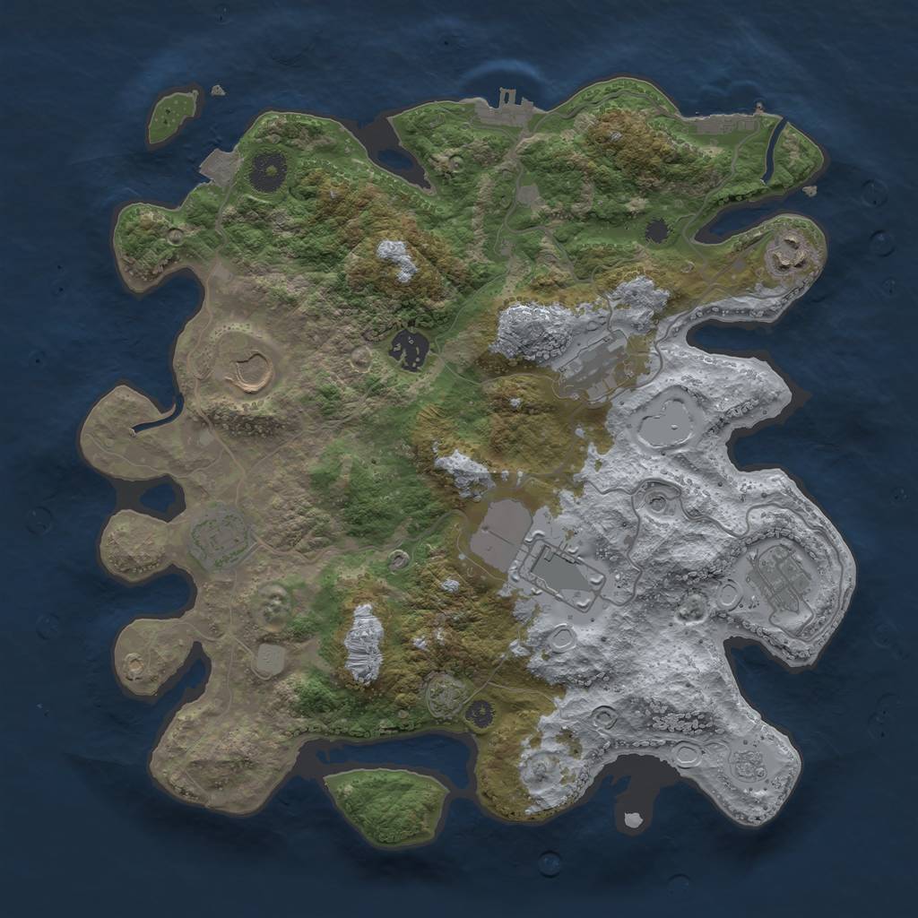 Rust Map: Procedural Map, Size: 3500, Seed: 26685, 15 Monuments