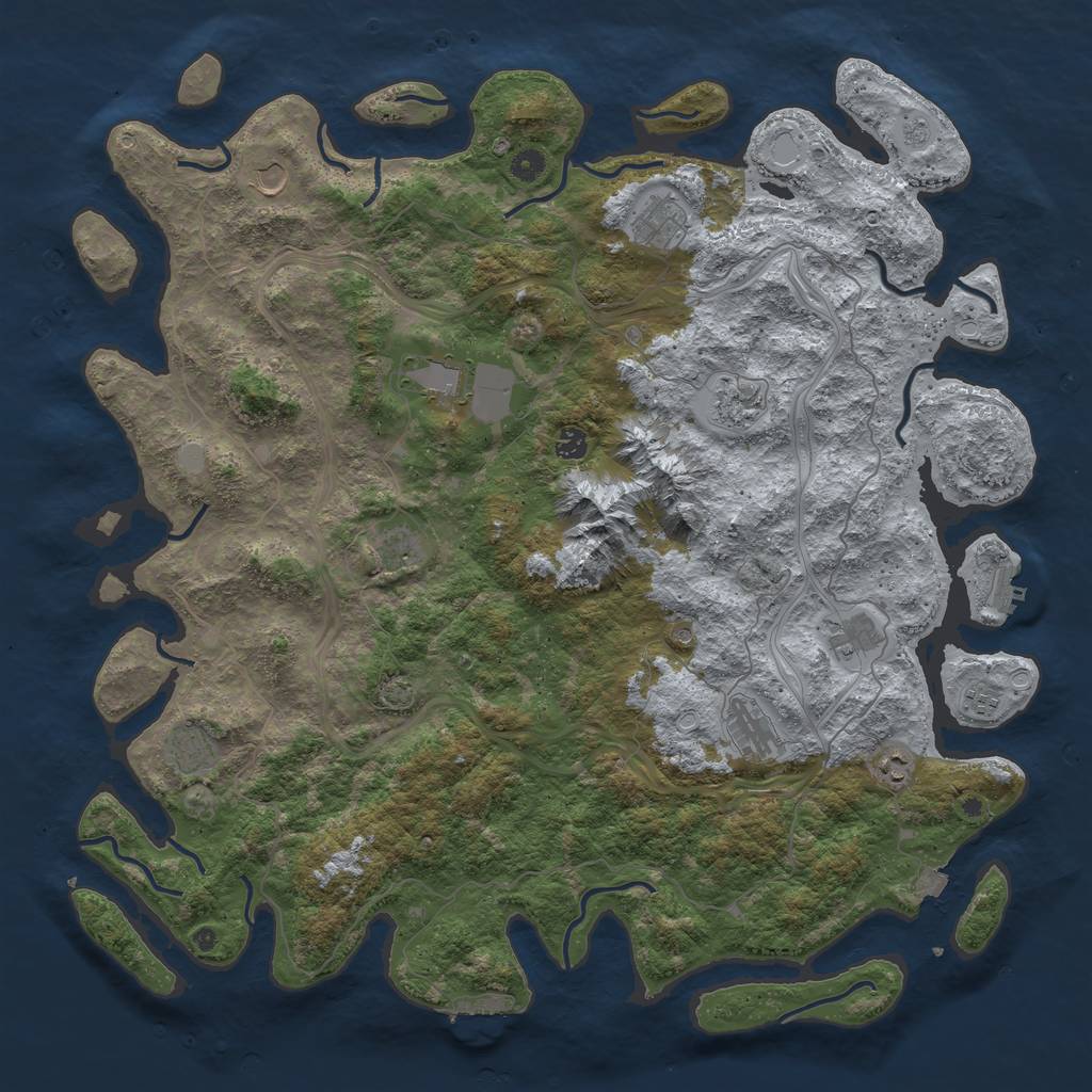 Rust Map: Procedural Map, Size: 5000, Seed: 561207, 19 Monuments