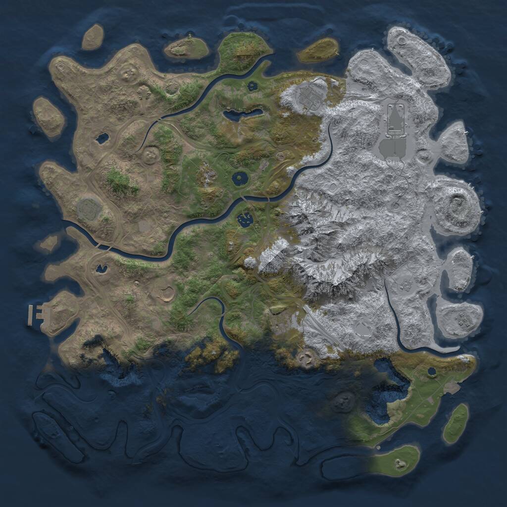 Rust Map: Procedural Map, Size: 5000, Seed: 561207, 14 Monuments