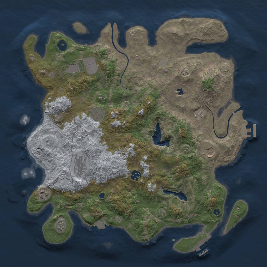 Rust Map: Procedural Map, Size: 4000, Seed: 1995683932, 13 Monuments