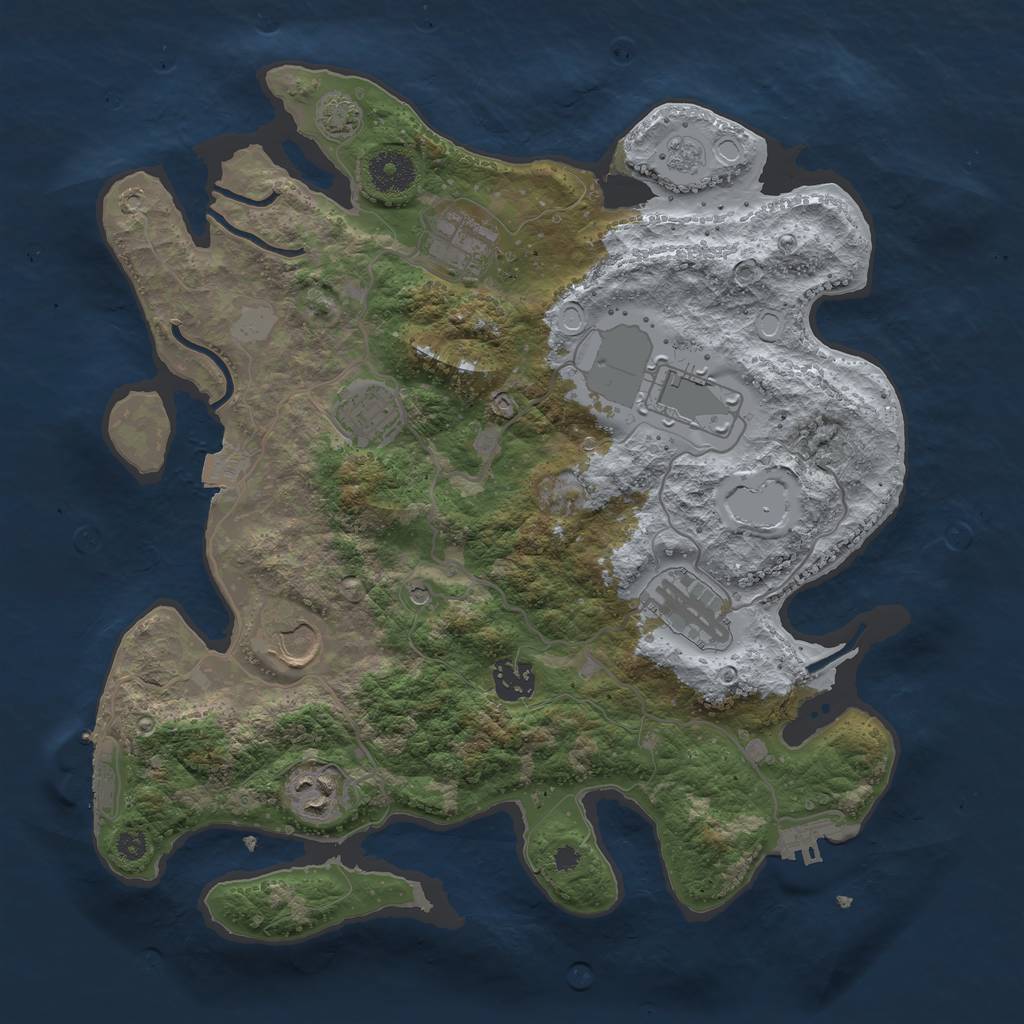 Rust Map: Procedural Map, Size: 3500, Seed: 25784657, 15 Monuments