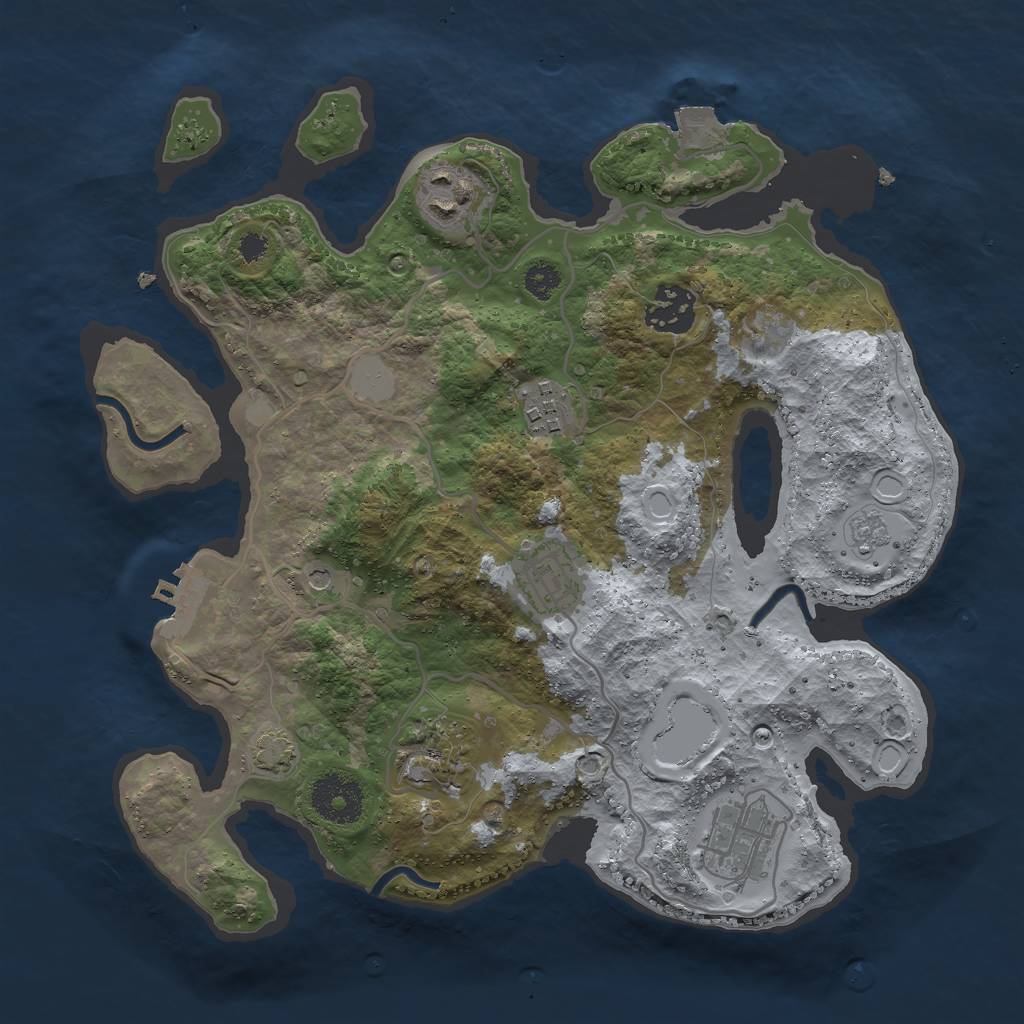 Rust Map: Procedural Map, Size: 3000, Seed: 50003, 13 Monuments