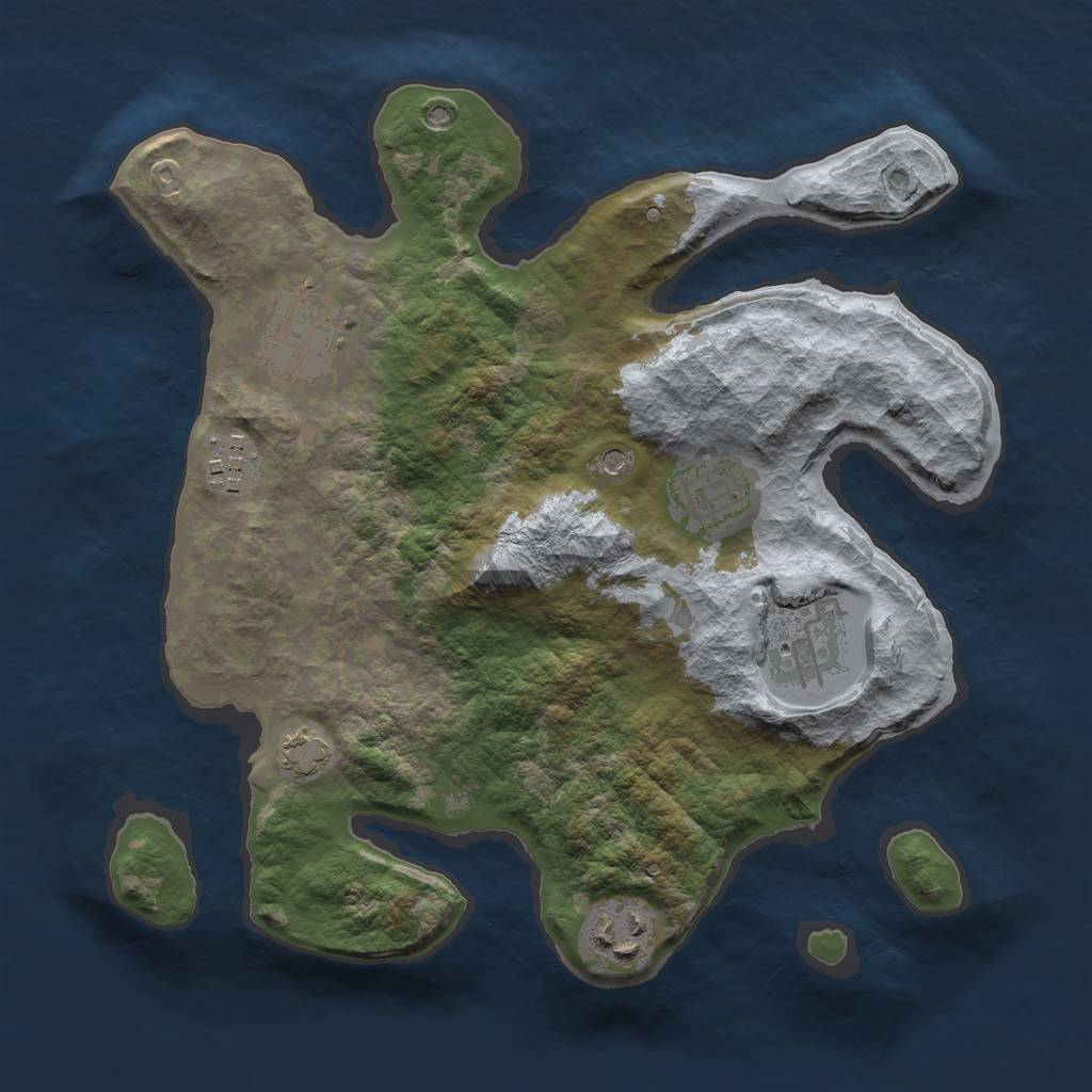 Rust Map: Barren, Size: 2850, Seed: 4786948, 9 Monuments