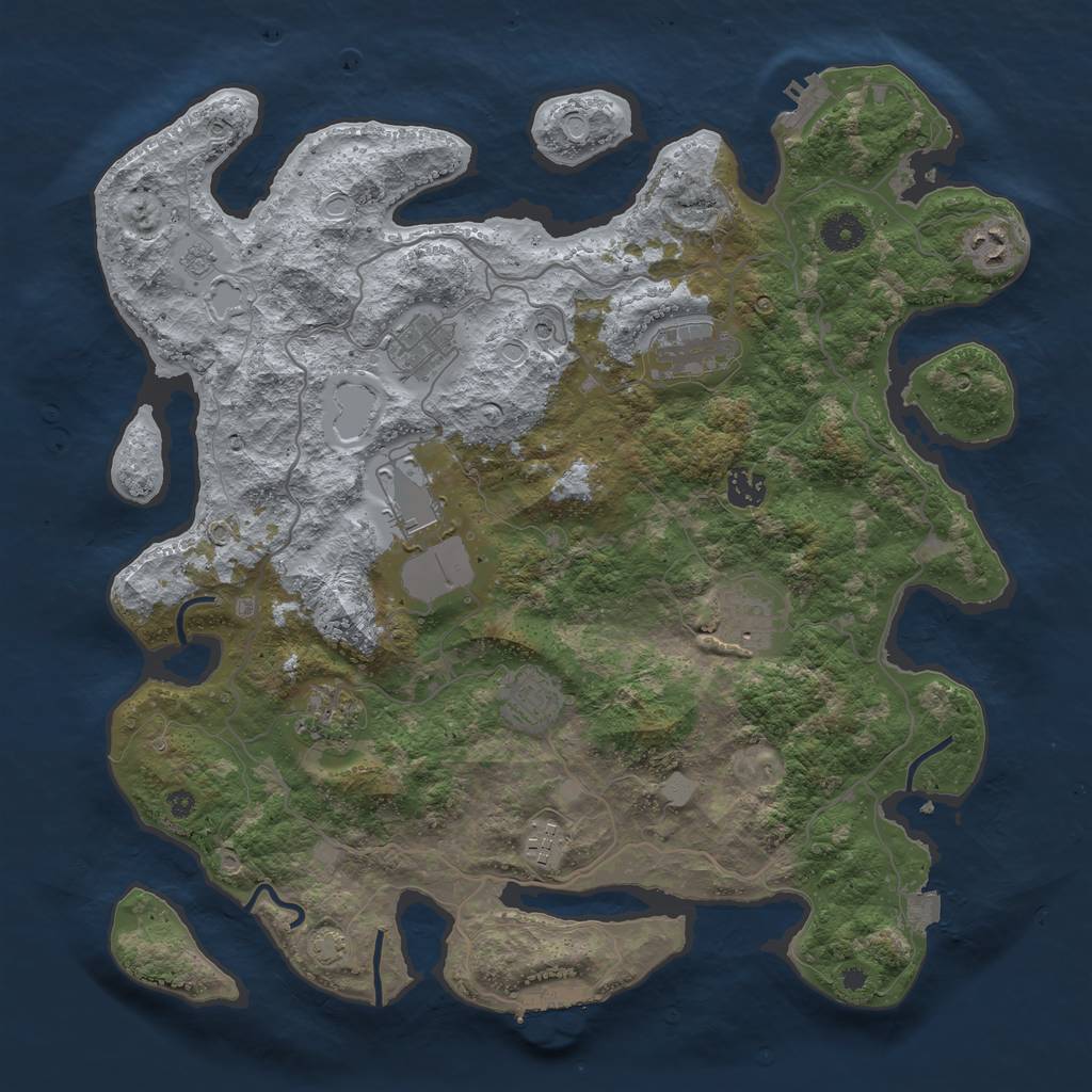 Rust Map: Procedural Map, Size: 4000, Seed: 851022298, 17 Monuments