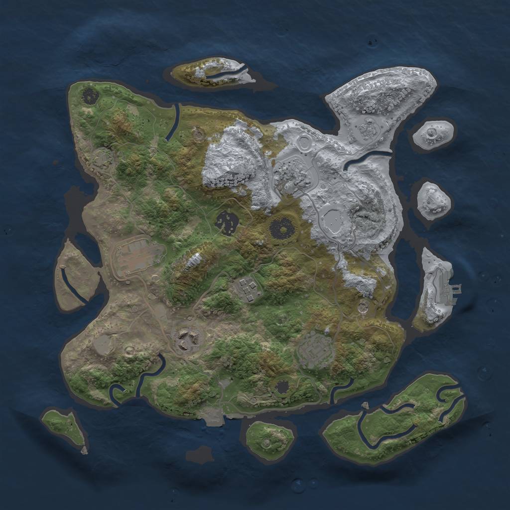 Rust Map: Procedural Map, Size: 3250, Seed: 699910320, 13 Monuments