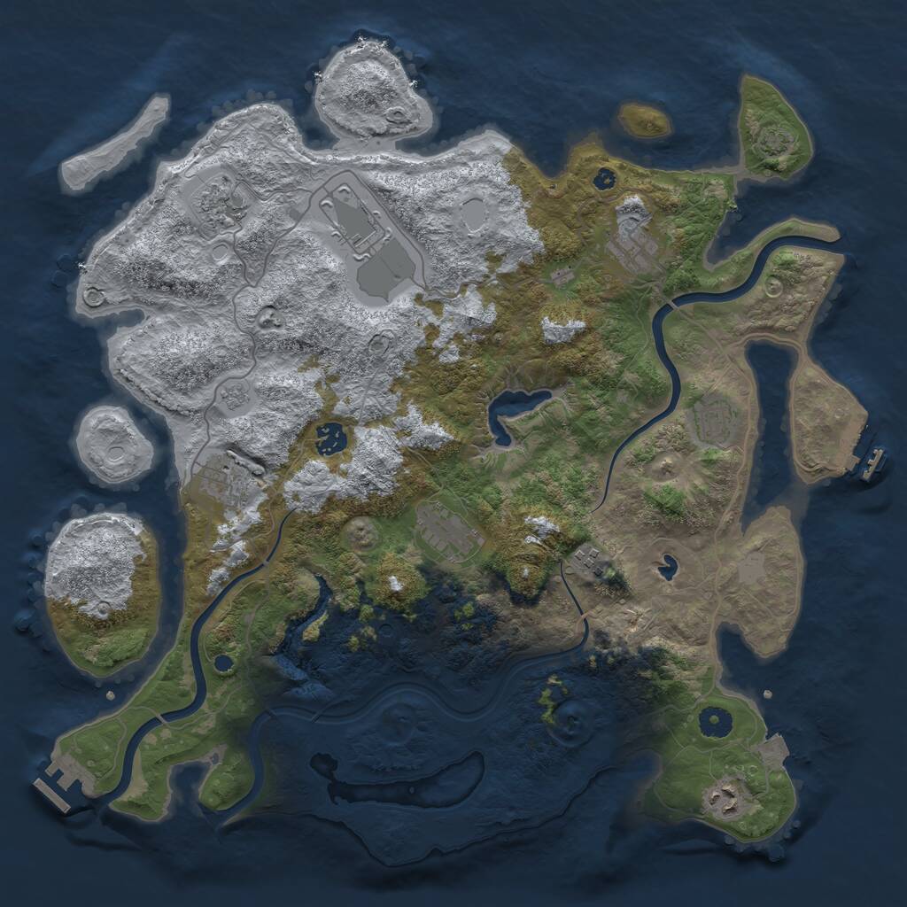 Rust Map: Procedural Map, Size: 4156, Seed: 1233, 15 Monuments