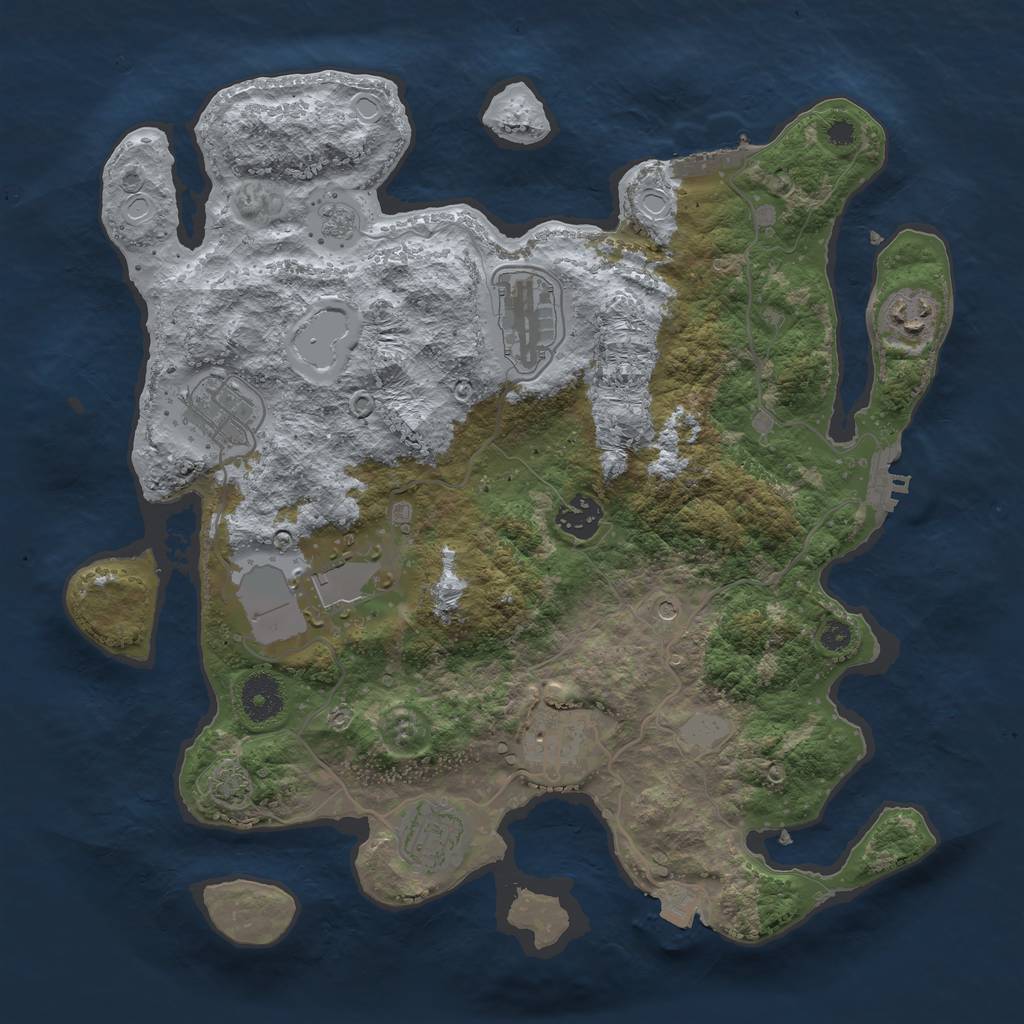 Rust Map: Procedural Map, Size: 3500, Seed: 1105760026, 15 Monuments